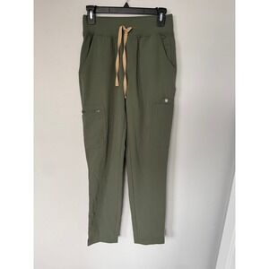 FIGS High Waisted Yola Scrub Pants Olive Green Size XS Reg Moss FionX‎ Fabric